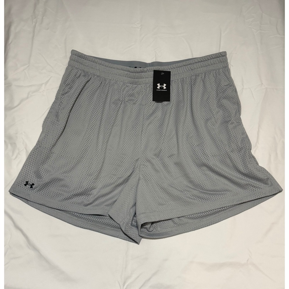 Under Armour Womens 1X Gray Mesh Athletic Gym Shorts NWT HeatGear Pockets